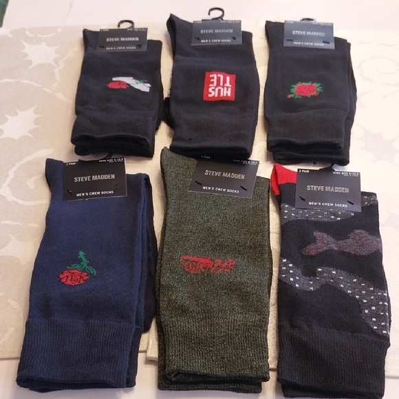 Steve Madden Other - Steve Madden NWT Men's Socks 6‎ Pair Shoe Size 6-12.5 Assorted Styles Colors